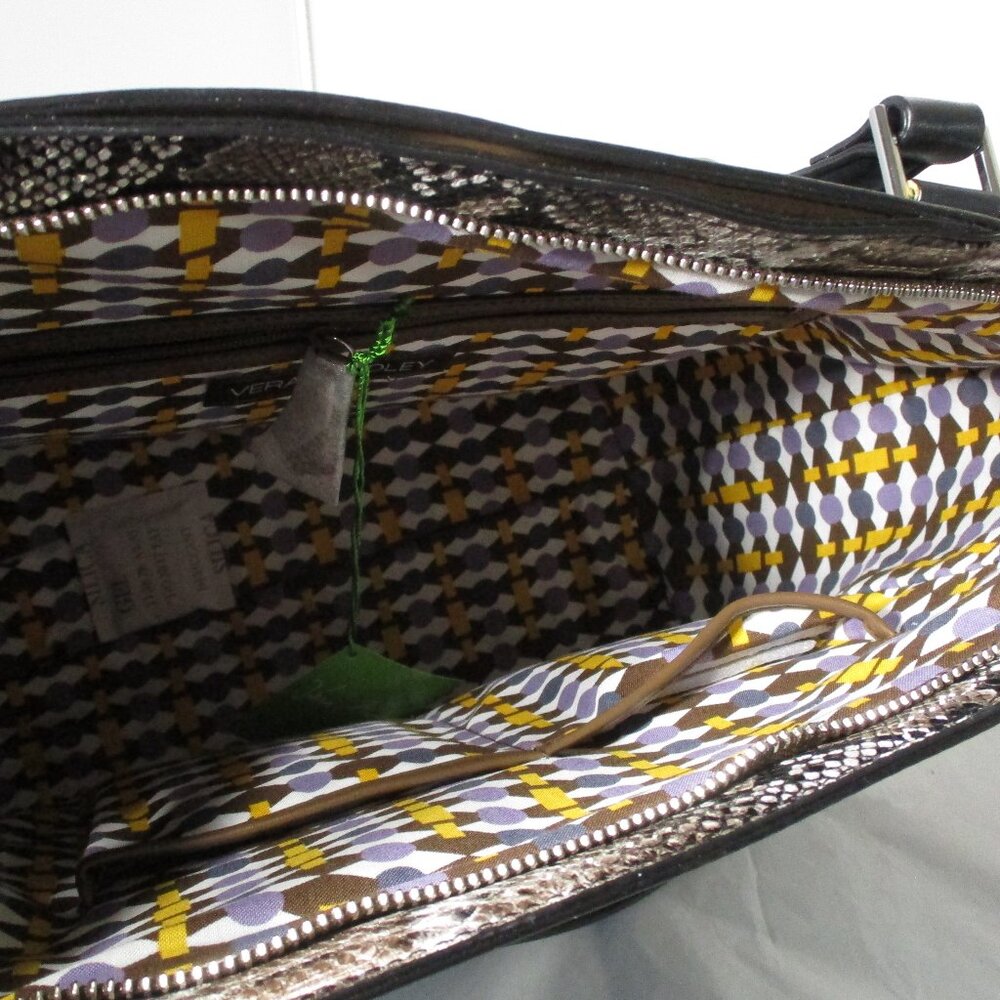 NWT Vera Bradley Faux Leather Small Ella Tote Purse Bag Brown & Black NEW - Picture 7 of 9